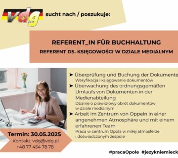 ZNSSK poszukuje pracownika na stanowisko: referent ds. księgowości w dziale medialnym.